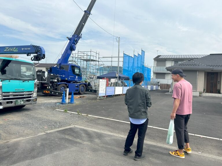 佐野市寺中町K様　建て方完了　おめでとうございます。　（雷雨もありましたが・・）